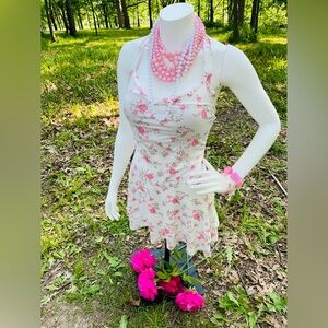 Y2K Floral Pink and White Dress